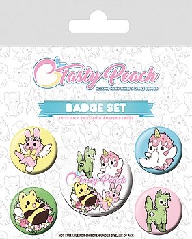 Tasty Peach Pin-Back Buttons 5-Pack
