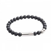 Luxusní černý náramek z onyxu v matném provedení L (20-21cm)