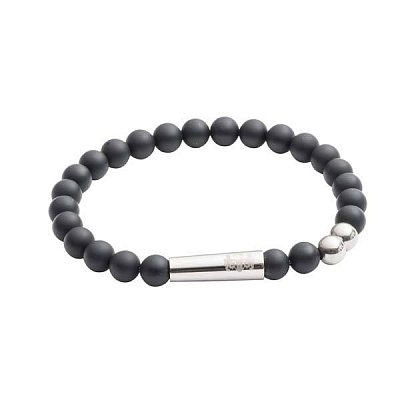 Luxusní černý náramek z onyxu v matném provedení L (20-21cm)