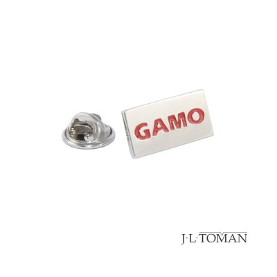 Stříbrný pin do klopy saka s firemním logem Gamo vyrobené na zakázku