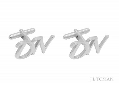 Stříbrné manžetové knoflíčky s monogramem DN č. 13 vyrobené na zakázku podle grafického návrhu