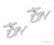 Stříbrné manžetové knoflíčky s monogramem DN č. 13 vyrobené na zakázku podle grafického návrhu
