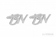 Stříbrné manžetové knoflíčky s monogramem DN č. 13 vyrobené na zakázku podle grafického návrhu