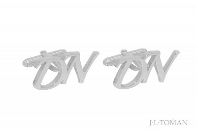 Stříbrné manžetové knoflíčky s monogramem DN č. 13 vyrobené na zakázku podle grafického návrhu