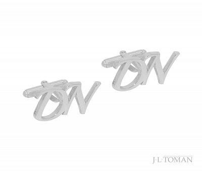 Stříbrné manžetové knoflíčky s monogramem DN č. 13 vyrobené na zakázku podle grafického návrhu