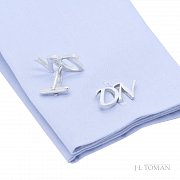Stříbrné manžetové knoflíčky s monogramem DN č. 13 vyrobené na zakázku podle grafického návrhu