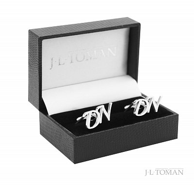 Stříbrné manžetové knoflíčky s monogramem DN č. 13 vyrobené na zakázku podle grafického návrhu