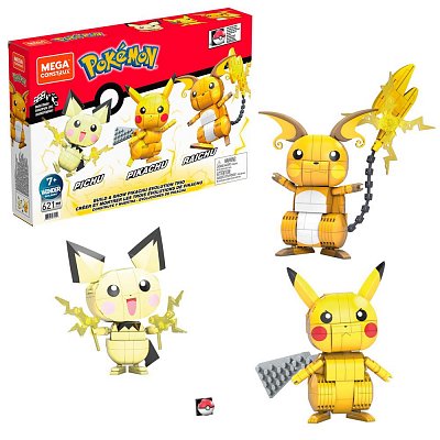 Pokémon Mega Construx Wonder Builders Bauset Pikachu Evolution Trio 13 cm