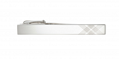 Lesklá stříbrná spona na kravatu s elegantním pruhovaným vzorem