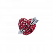 Luxusní odznak do klopy saka rudé srdce lásky s šípem Amora s krystaly