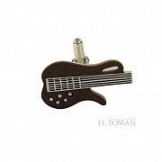 Originální stříbrné a dřevěné manžetové knoflíčky basová kytara vyrobené ručně na zakázku