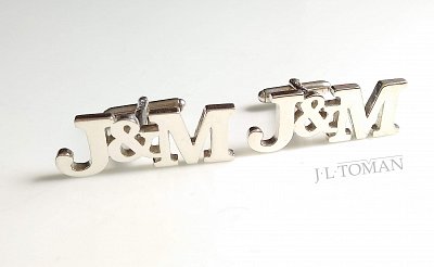 3 písmena monogram stříbrné manžetové knoflíčky