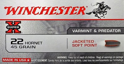 Náboj Winchester  22 Hornet Soft point 45GR 50 ks
