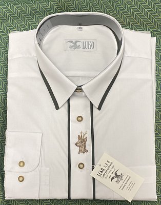 Košile LUKO 202111 bílá s výšivkou a lemováním DR vel. 38