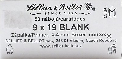 Náboj S&B 9mm Luger (9x19) Blank 50ks