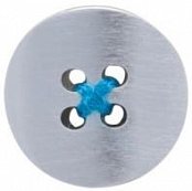 Broušený odznak do klopy saka stříbrný knoflík s modrým prošitím