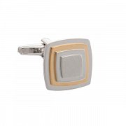 Designové manžetové knoflíčky v matném provedení zaoblených čtverců se zlatým doplňkem