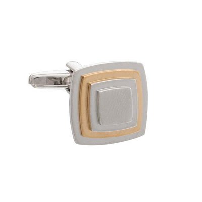 Designové manžetové knoflíčky v matném provedení zaoblených čtverců se zlatým doplňkem