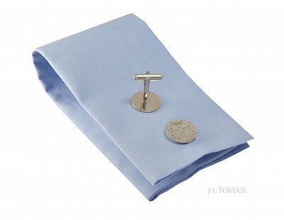 Luxusní set manžetové knoflíčky a ozdoba do klopy s osobním erbem vyrobený na zakázku