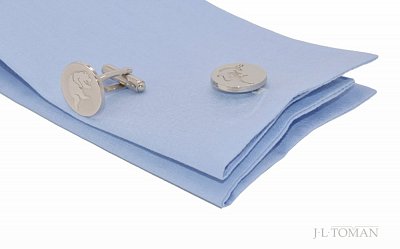 Manžetové knoflíčky s firemní logem býk a medvěd vyrobené na zakázku