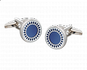 Modré manžetové knoflíčky s výplní z umělého laspisu a vzhledem filmové cívky
