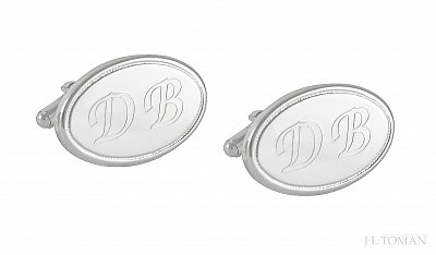 Set manžetových knoflíčků a spon na kravatu s rytinou monogramu DB vyrobené na zakázku