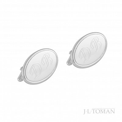 Set manžetových knoflíčků a spon na kravatu s rytinou monogramu DB vyrobené na zakázku