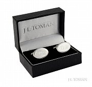 Set manžetových knoflíčků a spon na kravatu s rytinou monogramu DB vyrobené na zakázku