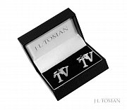 Stříbrné manžetové knoflíčky s monogramem TV vyrobené na zakázku